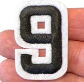 Cijfer Nummer Strijk Embleem Patches Zwart Wit Cijfer 9 / 3 cm / 5 cm