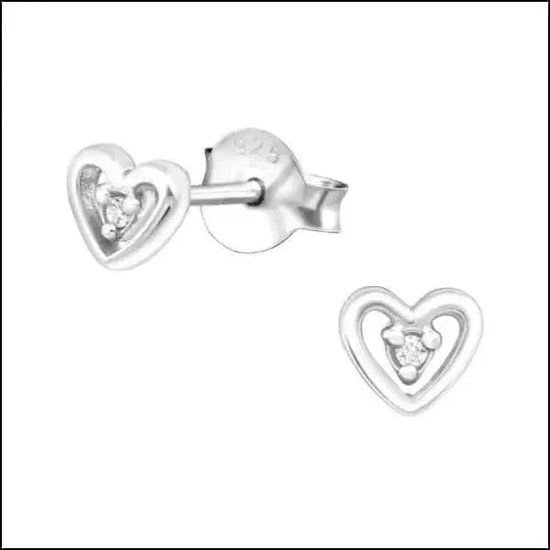 Aramat jewels ® - Kinder oorbellen hartje 925 zilver zirkonia transparant 5mm