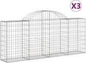 vidaXL-Schanskorven-3-st-gewelfd-200x30x80/100-cm-gegalvaniseerd-ijzer