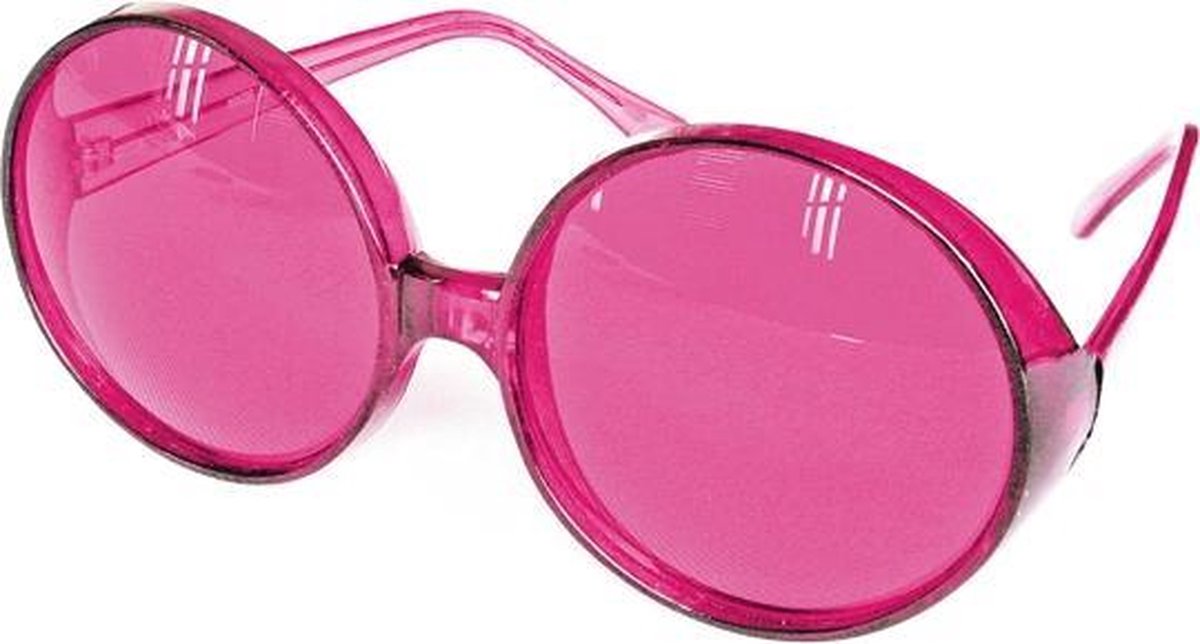 Lunettes grandes lunettes rondes rose fluo | bol.