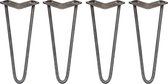 4 x Tafelpoten pinpoten - Lengte: 30.5cm - 2 pin - 12mm – Ruw staal - SkiSki Legs ™ - Retro hairpin
