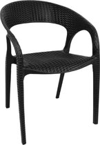 Chaise en rotin en plastique Bolero avec accoudoirs noir (Ensemble de 4)