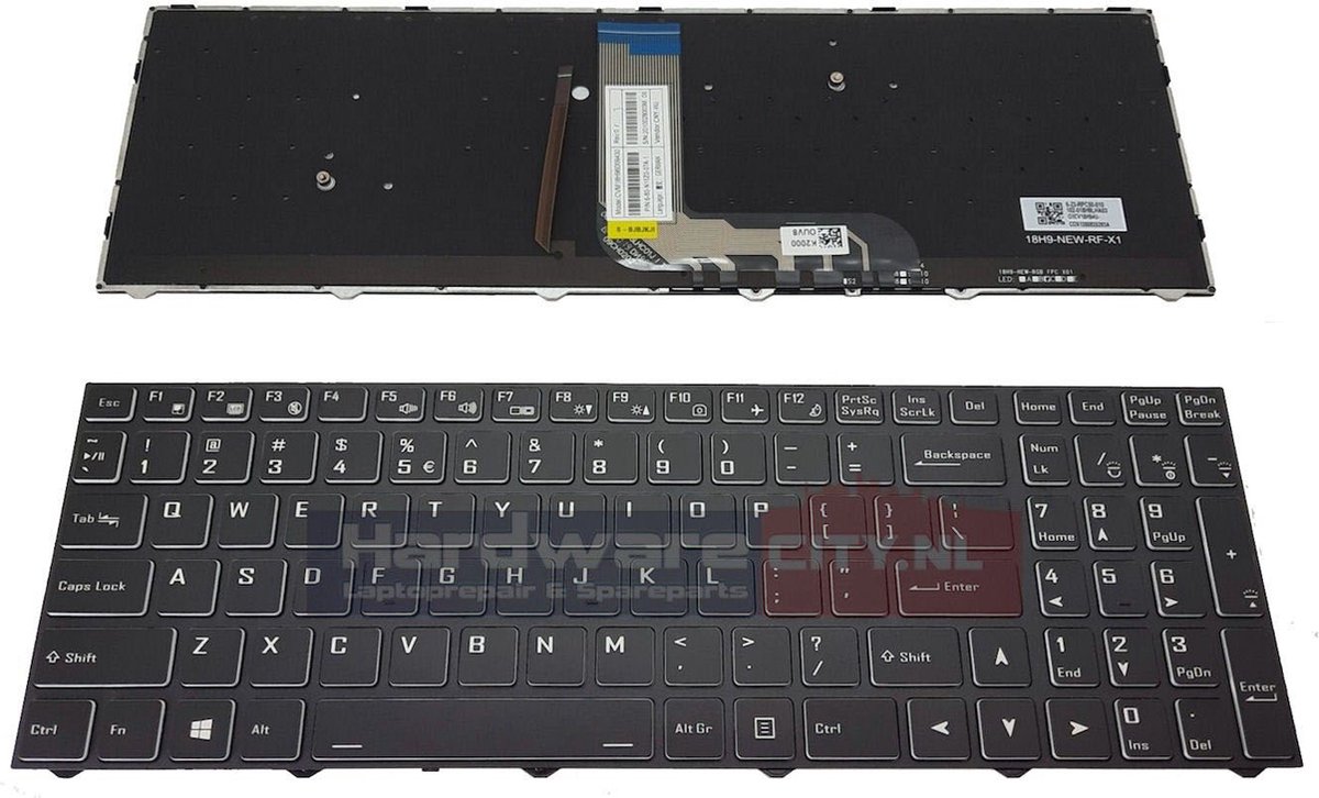 RGB backlit keyboard geschikt voor Clevo NB50TZ(US/NL Qwerty)