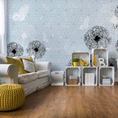 Fotobehang Modern Dandelions And Butterflies Design Light Lue | VEA - 206cm x 275cm | 130gr/m2 Vlies