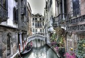Fotobehang City Venice Canal Bridge Art | XL - 208cm x 146cm | 130g/m2 Vlies