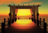 Fotobehang Sunset Paradise Beach  | XXXL - 416cm x 254cm | 130g/m2 Vlies