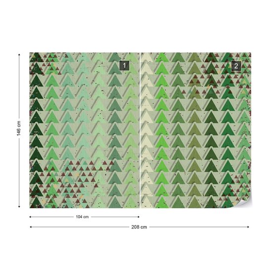 Fotobehang Modern Abstract Pattern Green | XL - 208cm x 146cm | 130g/m2 Vlies