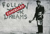 Fotobehang Banksy Graffiti Concrete Wall | XXL - 312cm x 219cm | 130g/m2 Vlies