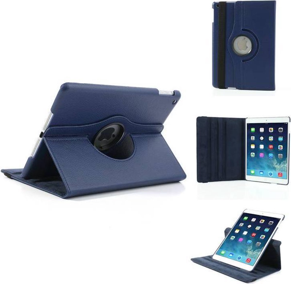 geschikt voor iPad Air 2 hoes 360 graden roteerbare hoes PU Leder Blauw