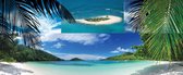 Fotobehang Beach Tropical Scene | PANORAMIC - 250cm x 104cm | 130g/m2 Vlies
