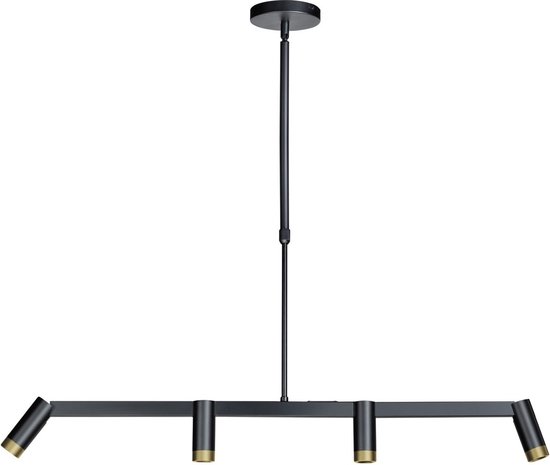 Lampe suspendue Miller | 4 lumières | Noir | métal | hauteur réglable jusqu'à 140 cm | 100 cm de large | lampe de salle à manger / table à manger | design moderne / attrayant