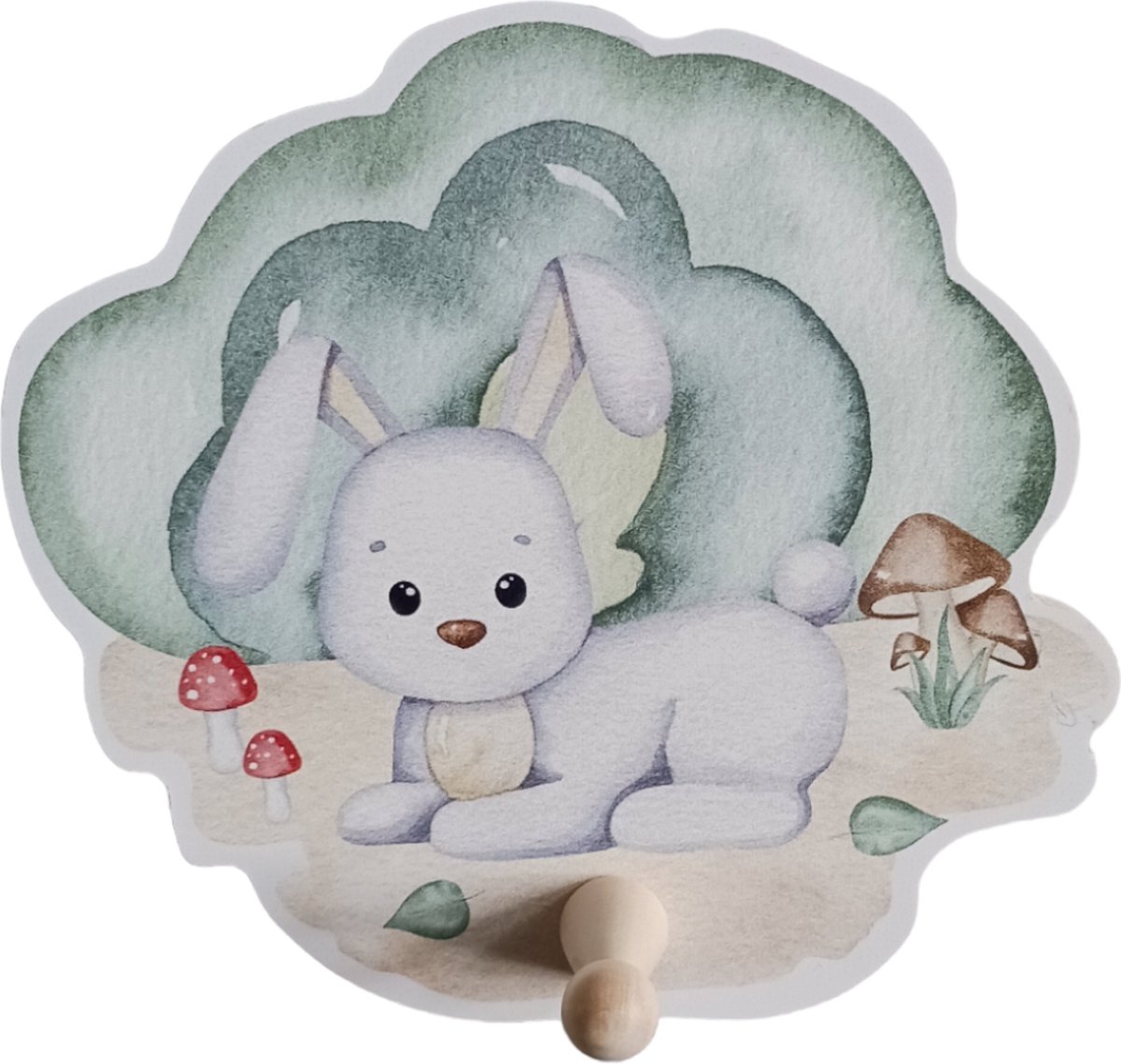 Kinderkapstok babykamer/ kinderkamer - Kapstok bunny - dieren - Hout - Wandkapstok - Inclusief bevestigingsmateriaal - babykamer haakjes - Babykameraccessoires - 15x15 cm