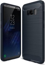 Samsung Galaxy S8 Plus Geborsteld TPU Hoesje Blauw