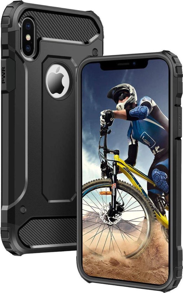 Apple iPhone X Schokbestendig Hybride Hoesje Zwart