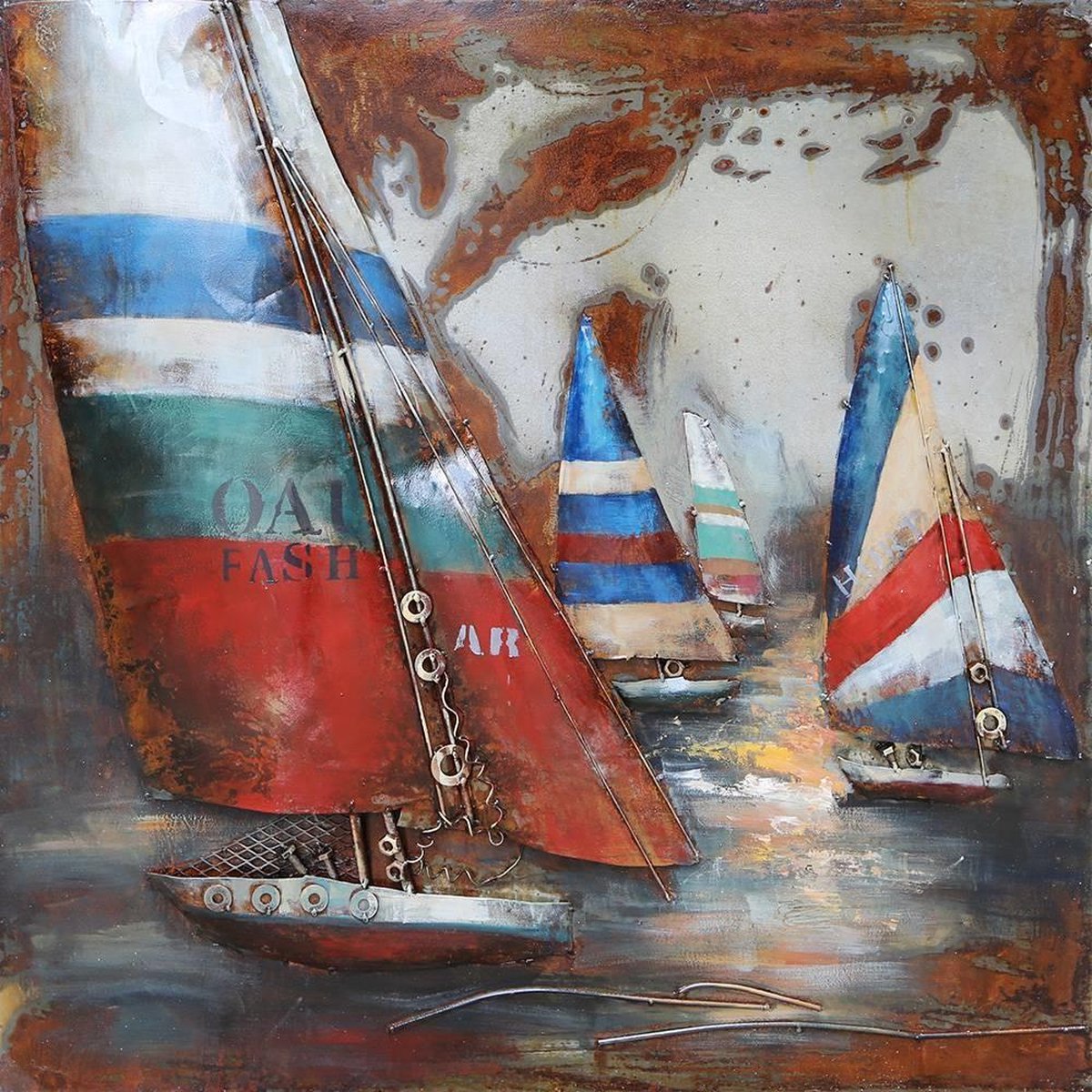 Schilderij - metaalschilderij -Olifant 100x100cm