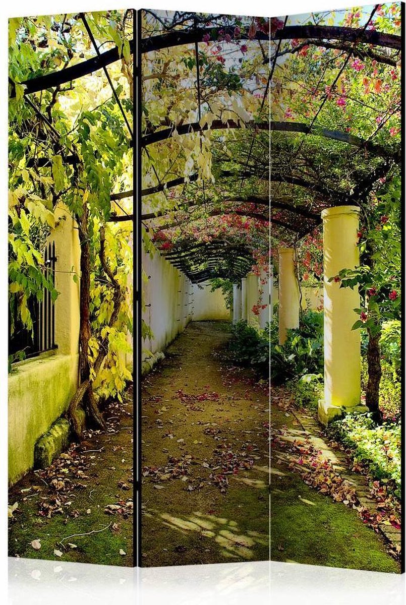 Vouwscherm / Kamerscherm - Romantische tuin 135x172cm , gemonteerd geleverd dubbelzijdig geprint