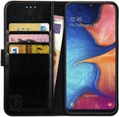 Rosso Element Book Case Wallet Hoesje Geschikt voor Samsung Galaxy A20E | Portemonnee | 3 Pasjes | Magneetsluiting | Stand Functie | Zwart