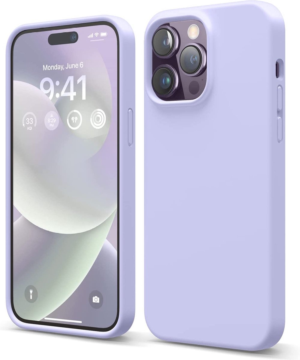 Casemania Hoesje Geschikt voor Apple iPhone 14 Pro - Paars - Liquid Siliconen Back Cover