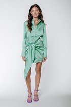 Colourful Rebel Mette Uni Satin Knotted Shirt Dress - M