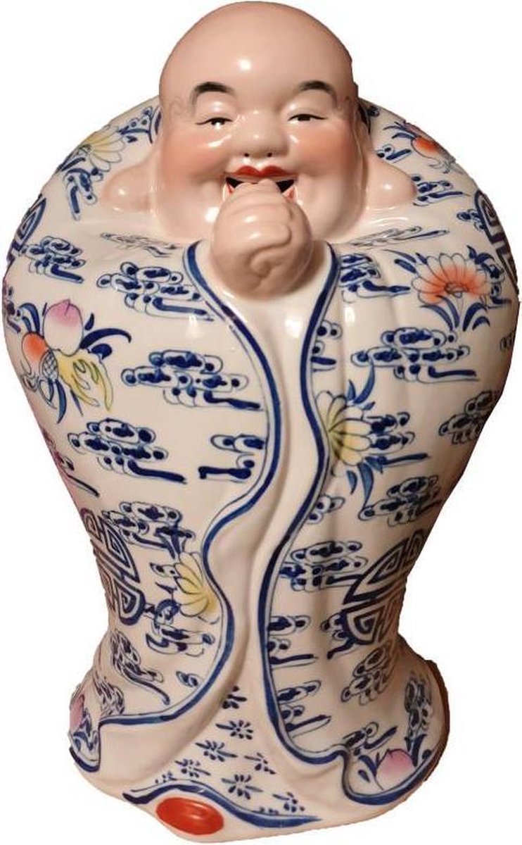 Fine Asianliving Chinese Boeddha Beeld Porselein Lucky Handgeschilderd B22xD22xH36cm
