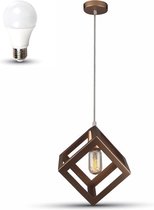 Geometrische hanglamp kubus vorm  - kleur champagne incl. LED lamp - 2700K - 800 lumen