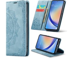 Casemania Hoesje Geschikt voor Samsung Galaxy A54 5G Aqua Blue - Mandala Dunne Portemonnee Book Case - Slim Wallet Case met Pasjeshouder