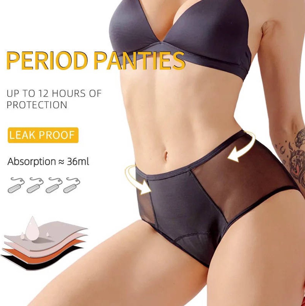 JMKA Menstruatie ondergoed- menstruatie- menstruatie onderbroekje - menstruatieondergoed - slip - maat XL