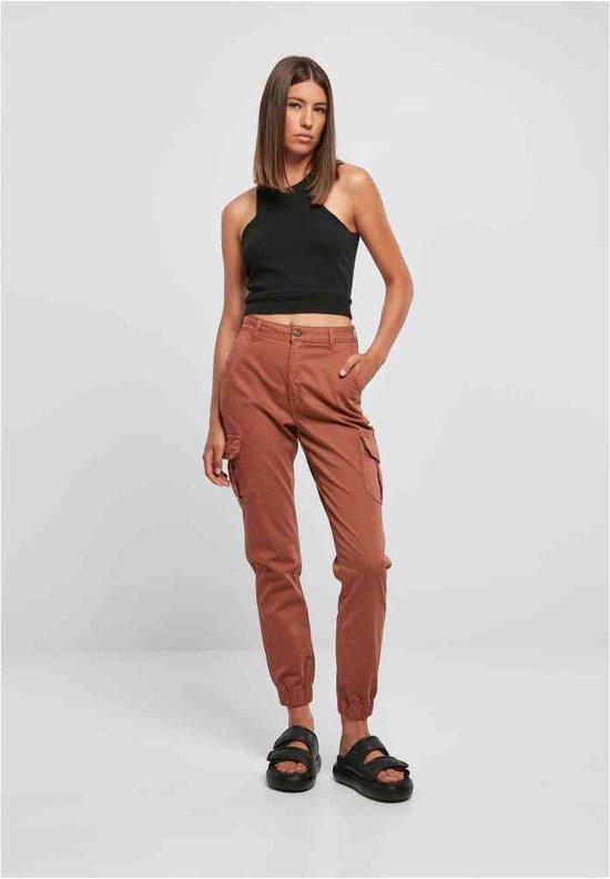 Urban Classics Damesbroek Ladies High Waist Cargo Pants Terracotta 30, terracotta, 30