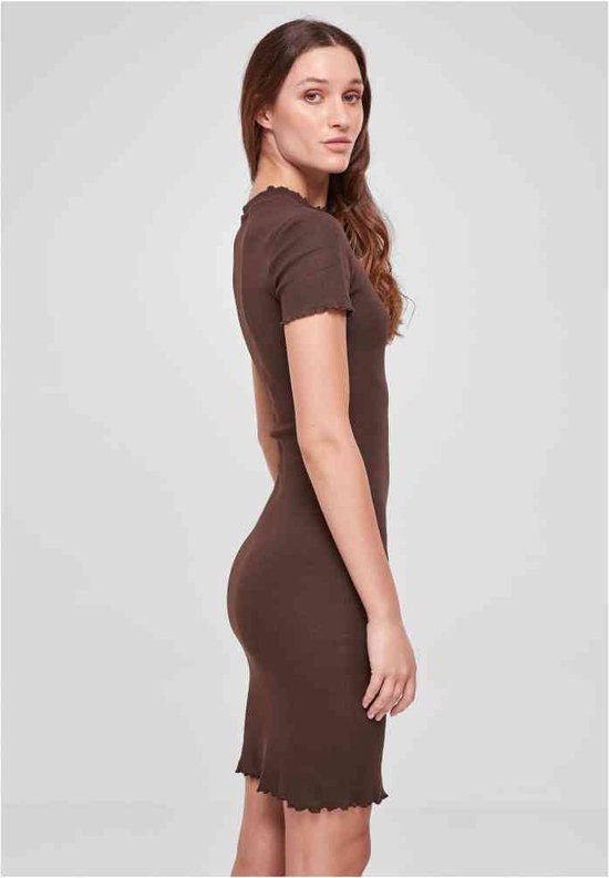 Urban Classics Abito Maglia Costina Donna – Mini Vestito Aderente Con Volant, Leggero E Confortevole