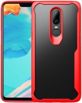 OnePlus 6 Hybride Back Cover Hoesje Transparant / Rood