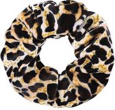 Joboly Set 2 stuks Scrunchie Luipaard Leopard Velvet haarelastiek - Dames - Bruin