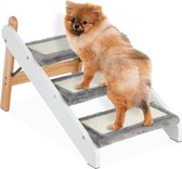 Relaxdays hondentrap 3 treden - inklapbare kattentrap - opstapje hond - huisdierentrap bed