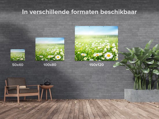 Gards Affiche de Jardin Fleur Champ de Marguerites - Fleurs - 150x120 cm - Toile Jardin - Décoration de jardin - Décoration murale Extérieur - Tableau Jardin