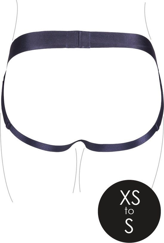 Ouch! by Shots - Vibrating Strap-on Panty Harness with Open Back - XS/S - Black
