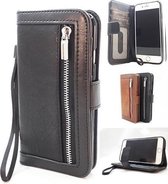 Huawei P20 Lite Zwarte Wallet / Book Case / Boekhoesje/ Telefoonhoesje / Hoesje met pasjesflip en rits voor kleingeld