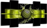 GroepArt - Schilderij - Abstract - Groen, Zwart - 120x65 5Luik - Foto Op Canvas - GroepArt 6000+ Schilderijen 0p Canvas Art Collectie - Wanddecoratie