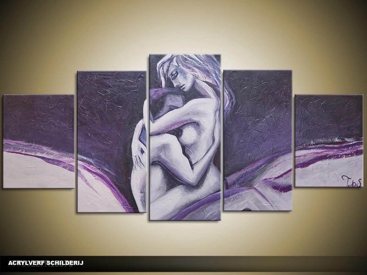Schilderij - Kunst, Sexy - Naakte Vrouw - Paars, Grijs - 150x70cm 5Luik -  GroepArt -... | bol.com
