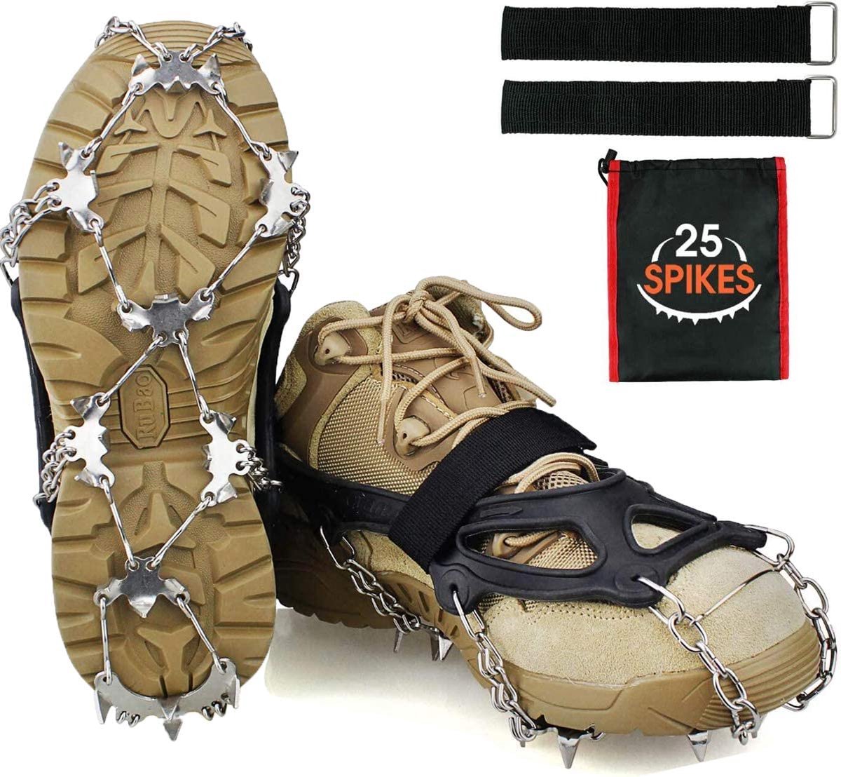 Crampons Premium pour Chaussures de Montagne avec 19 Pointes en Acier  Inoxydable - Crampons antidérapants Professionnels en Acier pour Neige et  Glace Crampons pour Chaussures d'Hiver : : Sports et Loisirs