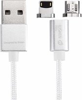 WSKEN 1m 2.4A X-kabel mini 1 metalen magnetische kabel geweven stijl 8 pins en micro USB naar USB 2.0 Data Sync oplaadkabel, voor iPhone & iPad & iPod, Samsung, HTC, Sony, Huawei, Xiaomi, Mei