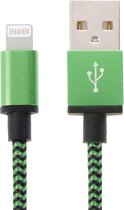 2 m geweven stijl 8-pins naar USB-synchronisatiegegevens / oplaadkabel, voor iPhone 6 en 6 Plus, iPhone 5 & 5S & 5C, iPad Air 2 & Air, iPad mini 1/2/3, iPod touch 5 (groen)