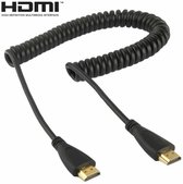 1.4 versie, vergulde 19-pins HDMI Male naar HDMI mannelijke opgerolde kabel, ondersteuning voor 3D / Ethernet, lengte: 60 cm (kan worden uitgebreid tot 2 m)