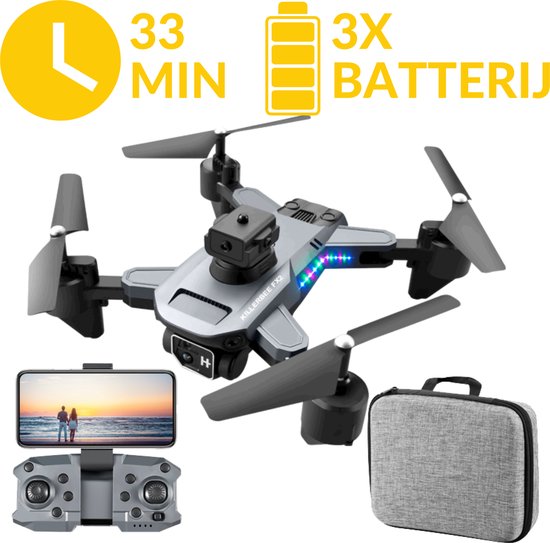 Killerbee FX2 Nighthawk - Drone met dubbele camera - geschikt voor kinderen en volwassenen - Fly More Combo - 33 minuten vliegtijd - Inclusief gratis video tutorials, tas en 3 batterijen!