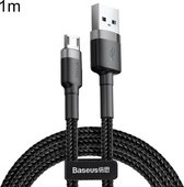 Baseus CAMKLF-B09 1m 2.4A USB naar Micro USB Cafule Dubbelzijdige invoeging Gevlochten snoer Data Sync Laadkabel, voor Galaxy, Huawei, Xiaomi, LG, HTC en andere slimme telefoons (g