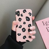 Leopard Pattern Shockproof IMD Scrub Soft TPU Case voor iPhone XR (roze)