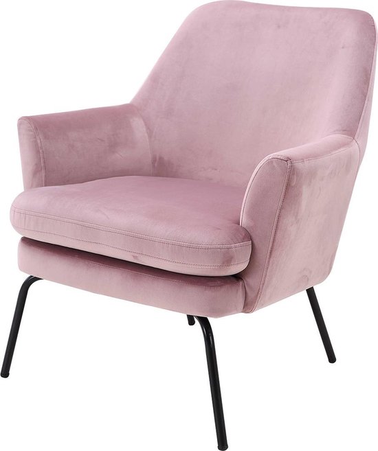 Lisomme fauteuil Jez – Fluweel – Roze
