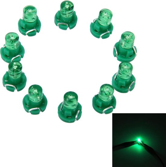 10 STKS 2 W T3 Wedge Instrumentenpaneel LED Licht Dashboard Gauge Cluster Indicator Lamp (Groen Licht)