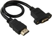 30 cm HDMI (Type-A) male naar HDMI (Type-A) vrouwelijke adapterkabel met 2 schroefgaten