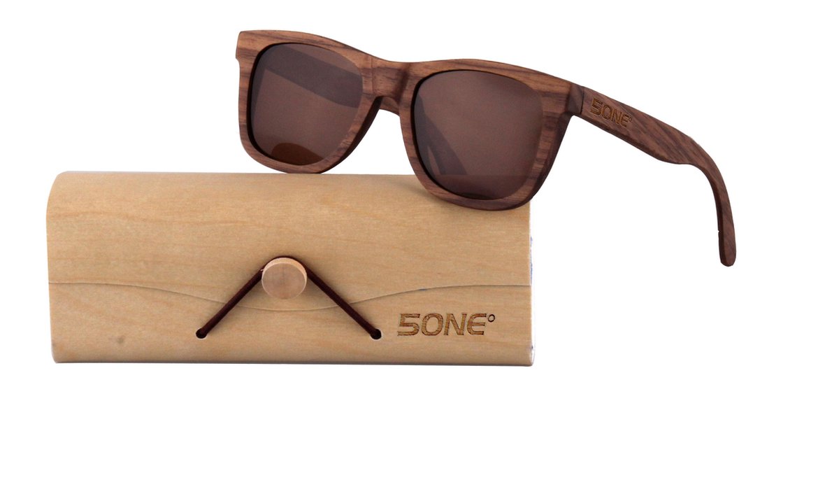 5one® zonnebril Walnut Brown hout bruine lens