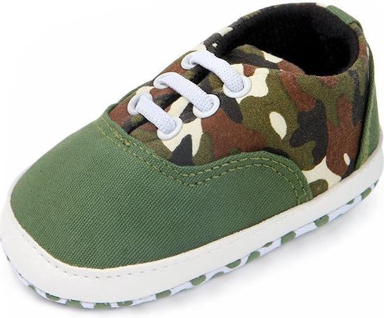 Groene schoenen met legerprint - Katoen - Maat 19/20 - Zachte zool - 6 tot  12 maanden | bol.com