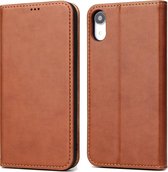 Horizontal Flip PU Leather Case voor iPhone XR, met houder & kaartsleuven & portemonnee (bruin)